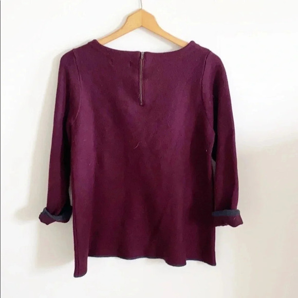 Nanette Lepore Burgundy Cuffed Sleeve long sleeve Sweater wool blend size medium - Picture 6 of 8